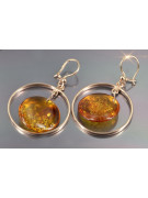 Russian Soviet silver rose gold plated 925 Amber earrings veab010